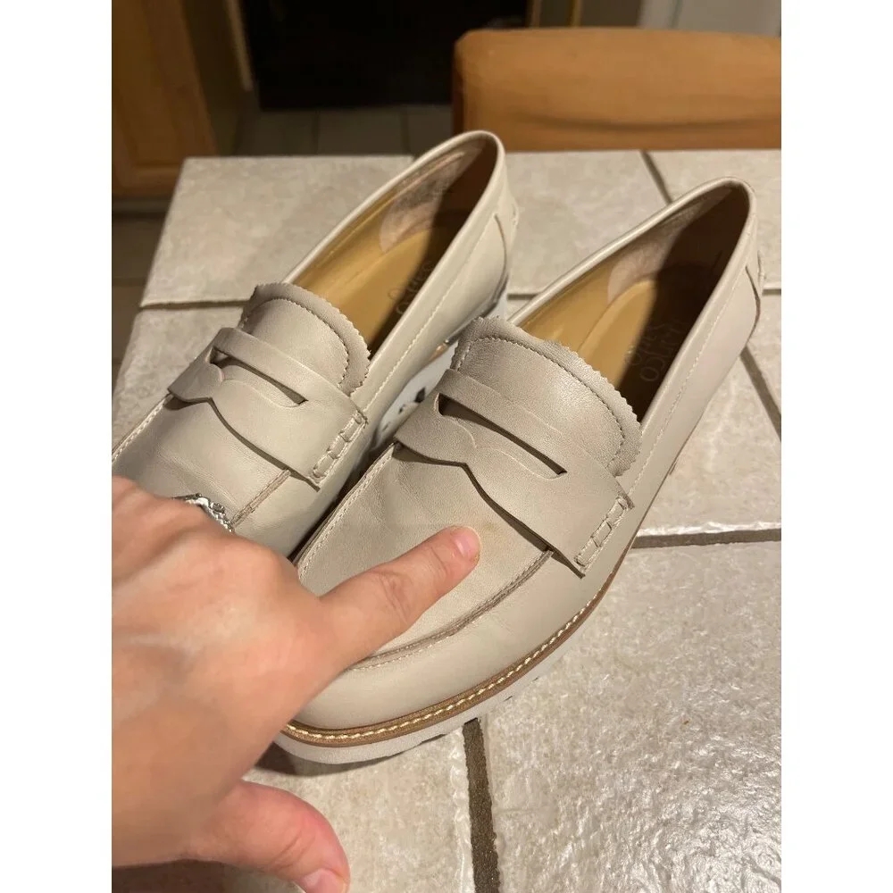 Franco Sarto Cedra Leather Loafers Penny Lug Sole & Stitching Detail Size 8M - Picture 4 of 10